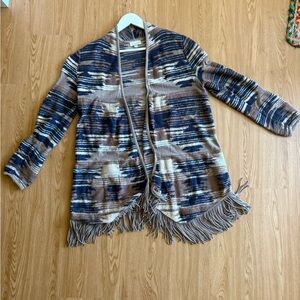 Lucky Brand Brown and Blue Patterned Cardigan